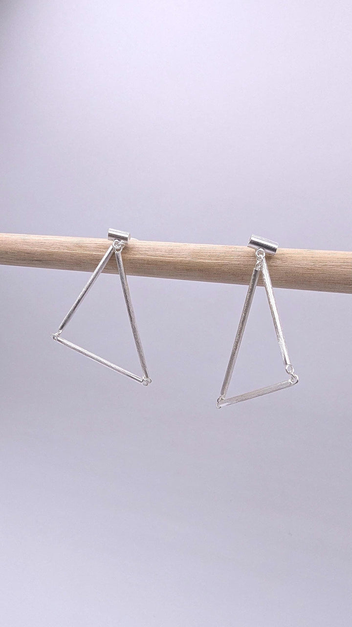 Matte Convertible Geometric Earrings — 925 Silver