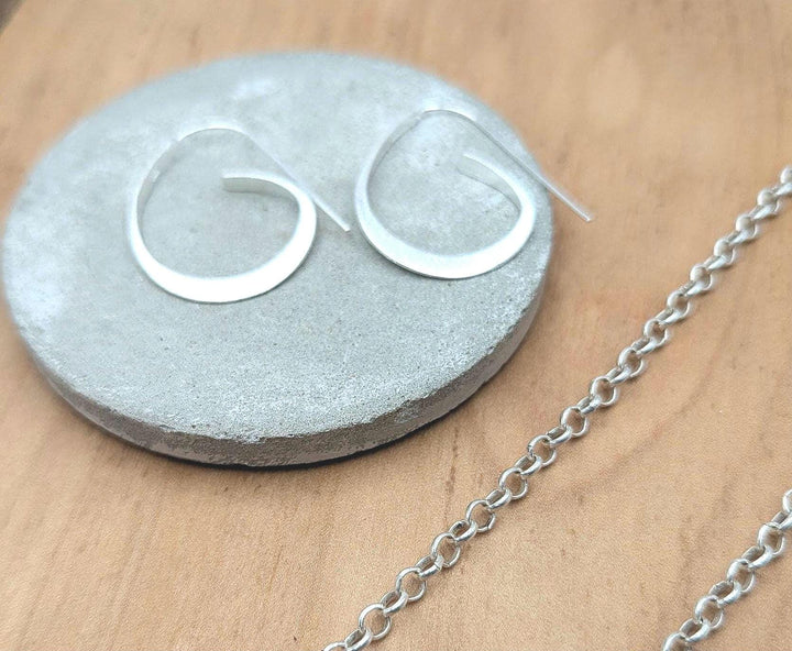 Matte Teardrop Threader Earrings — 925 Silver