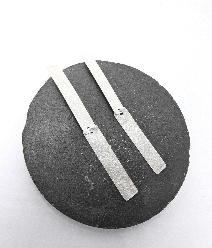 Matte Long Bar Dangle Earrings — 925 Silver