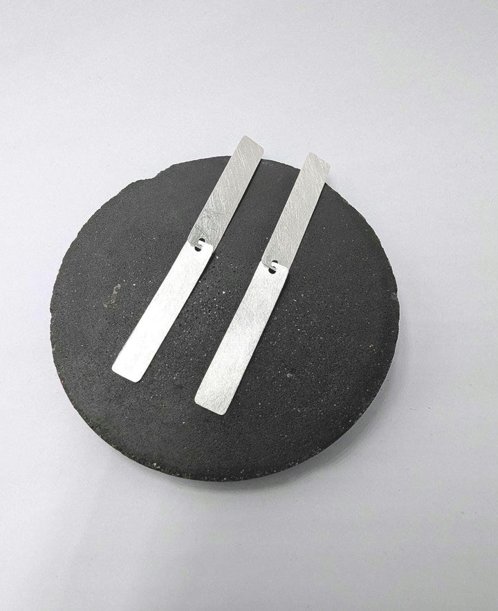 Matte Long Bar Dangle Earrings — 925 Silver