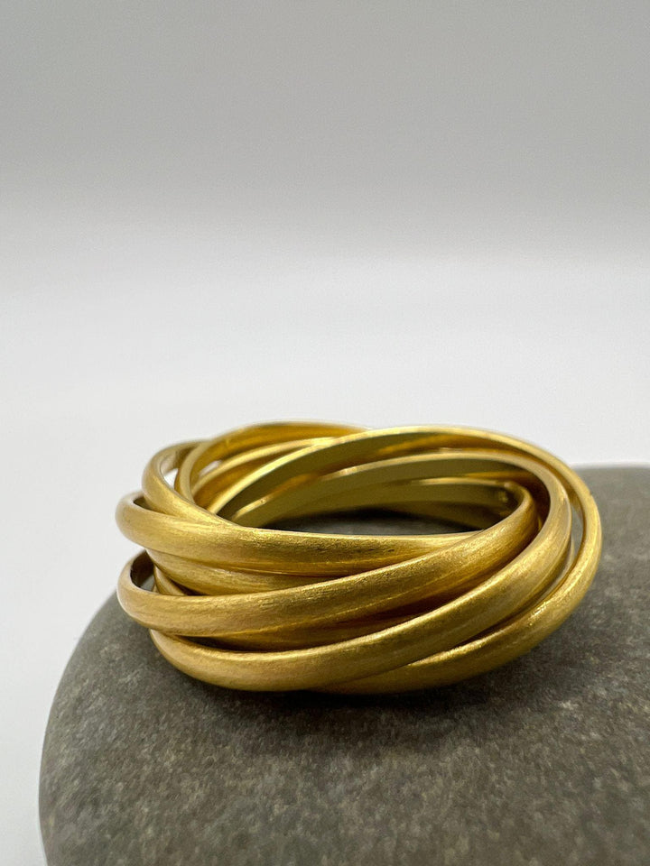 9-Band Gold Stacking Ring • 18k Gold Plated 925 Silver