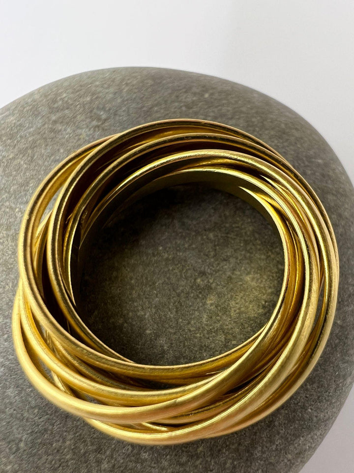 9-Band Gold Stacking Ring • 18k Gold Plated 925 Silver