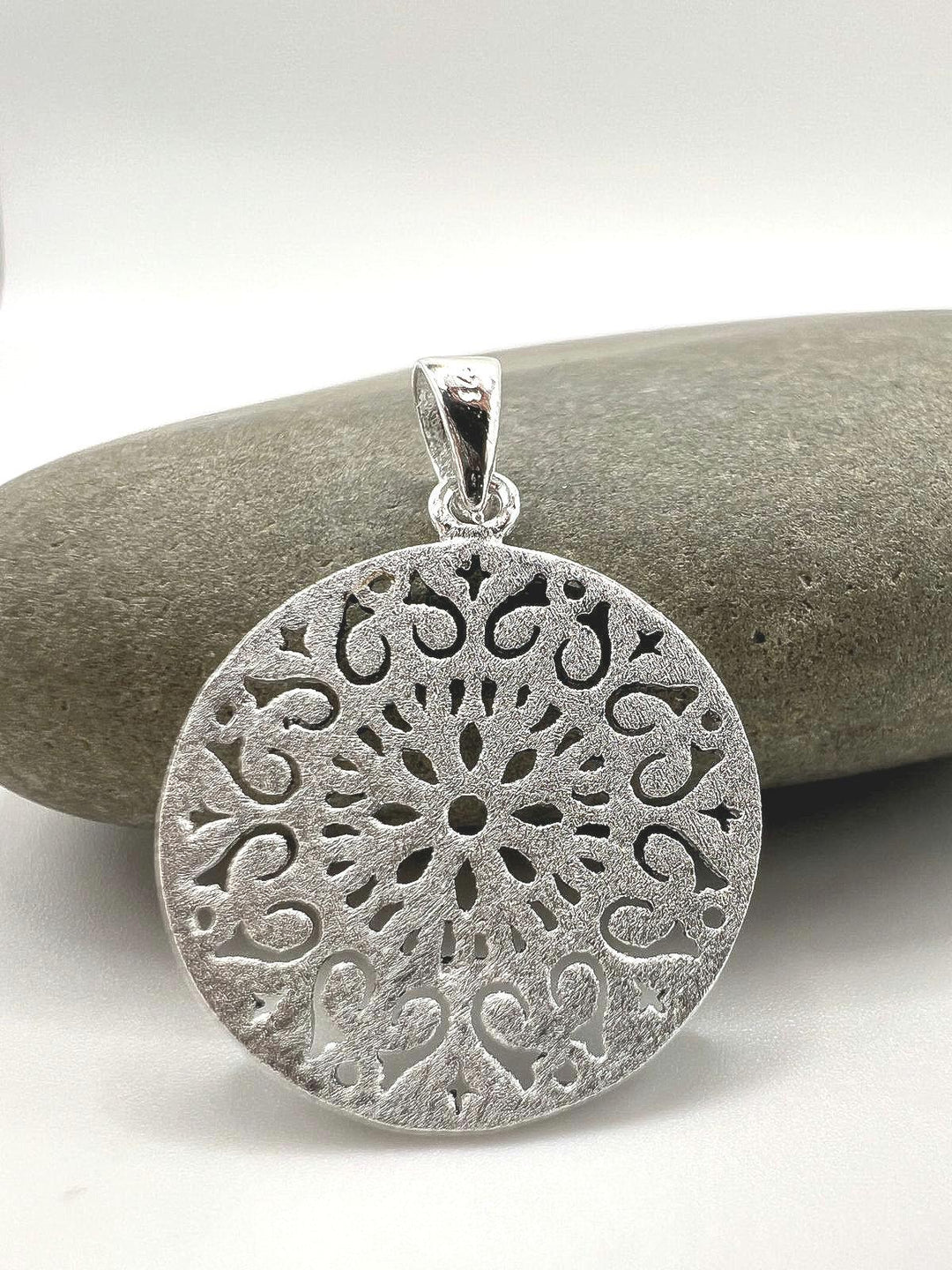 Mandala Pendant — Matte 925 Silver