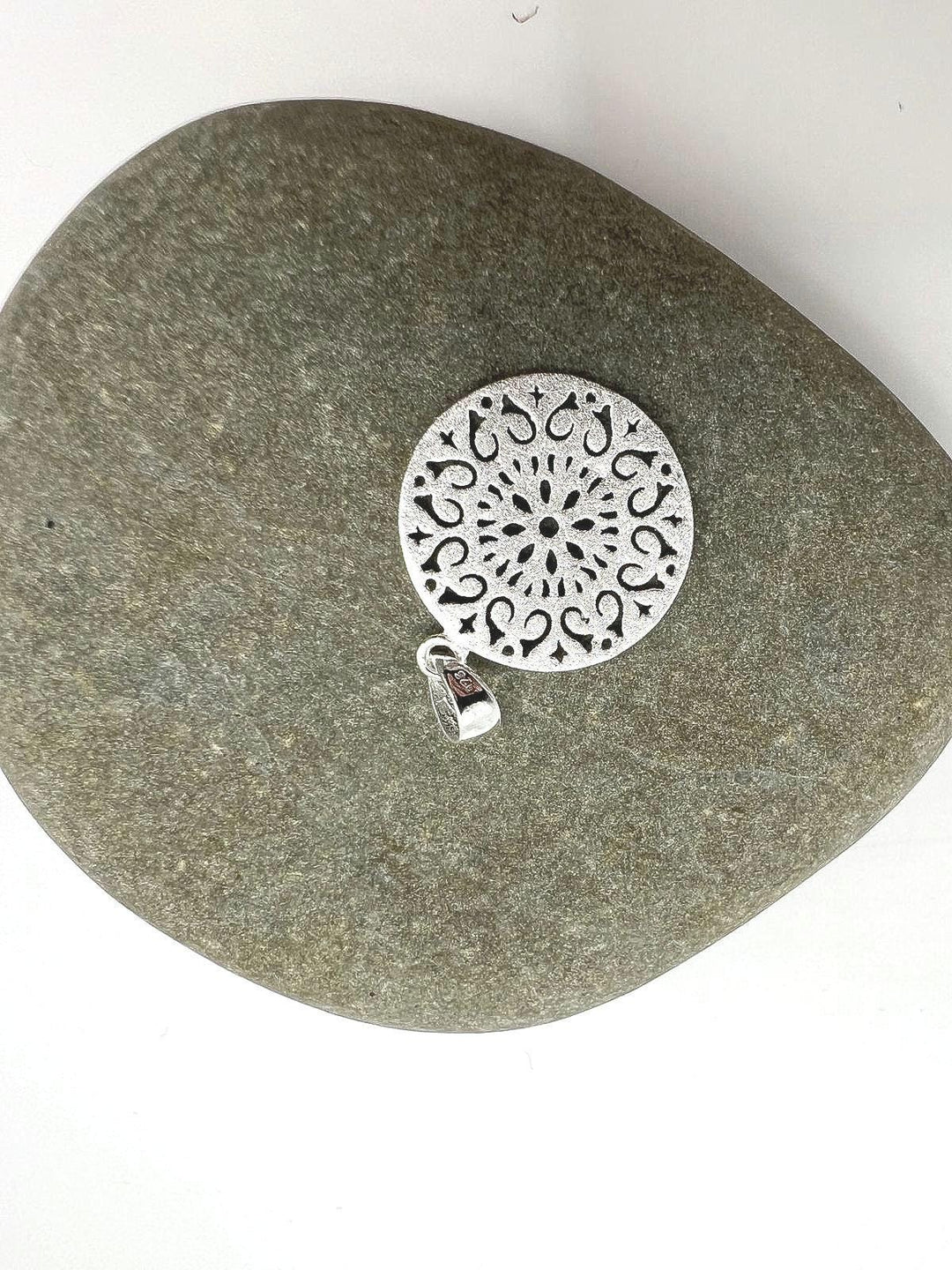 Mandala Pendant — Matte 925 Silver