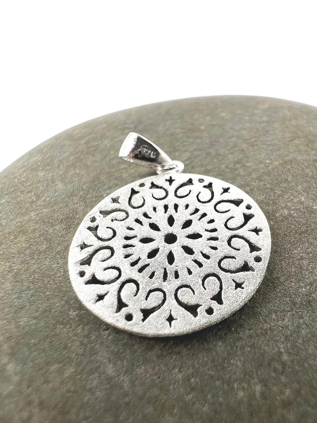 Mandala Pendant — Matte 925 Silver