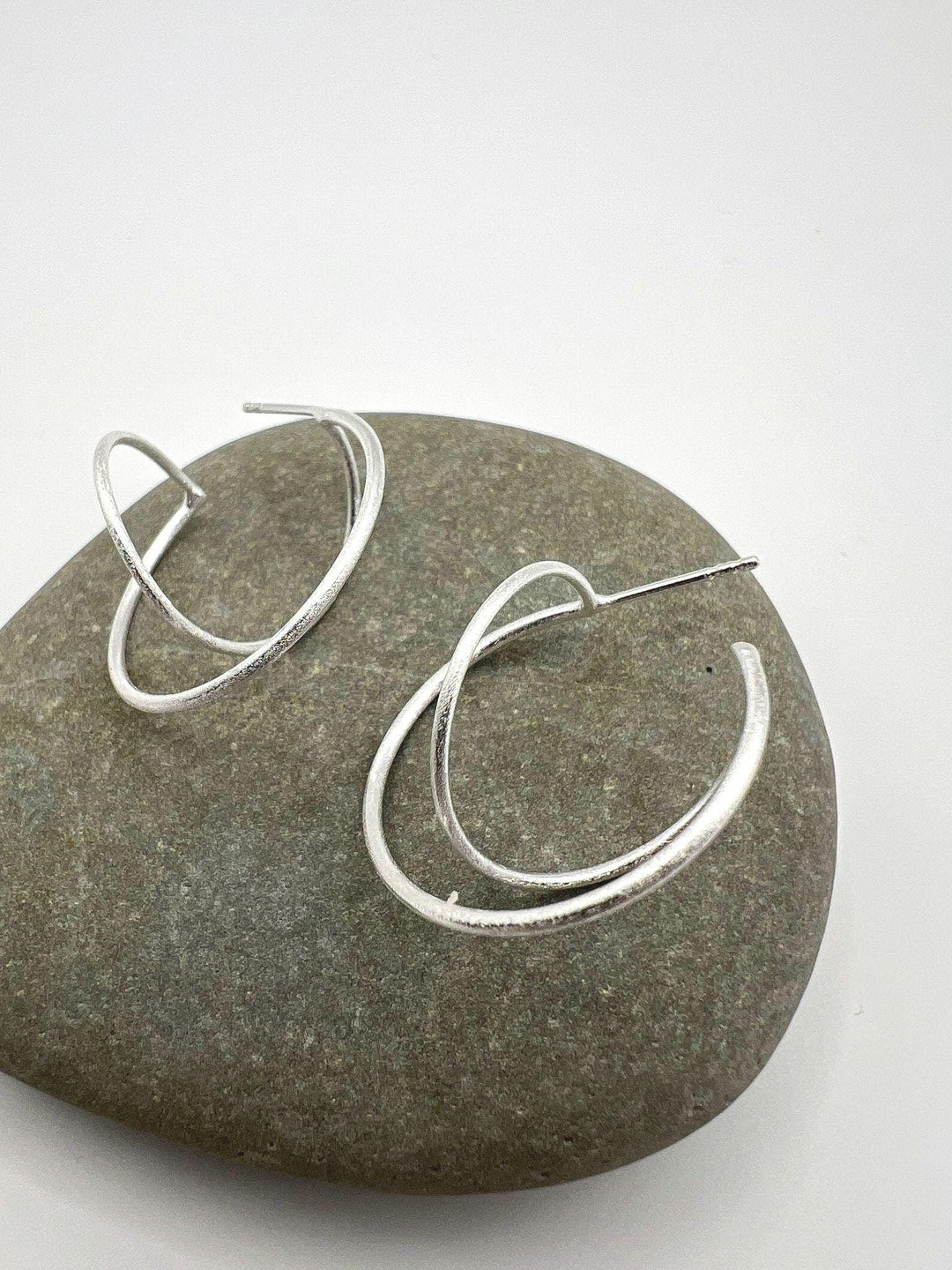 Matte 3D Spiral Hoops — 925 Silver