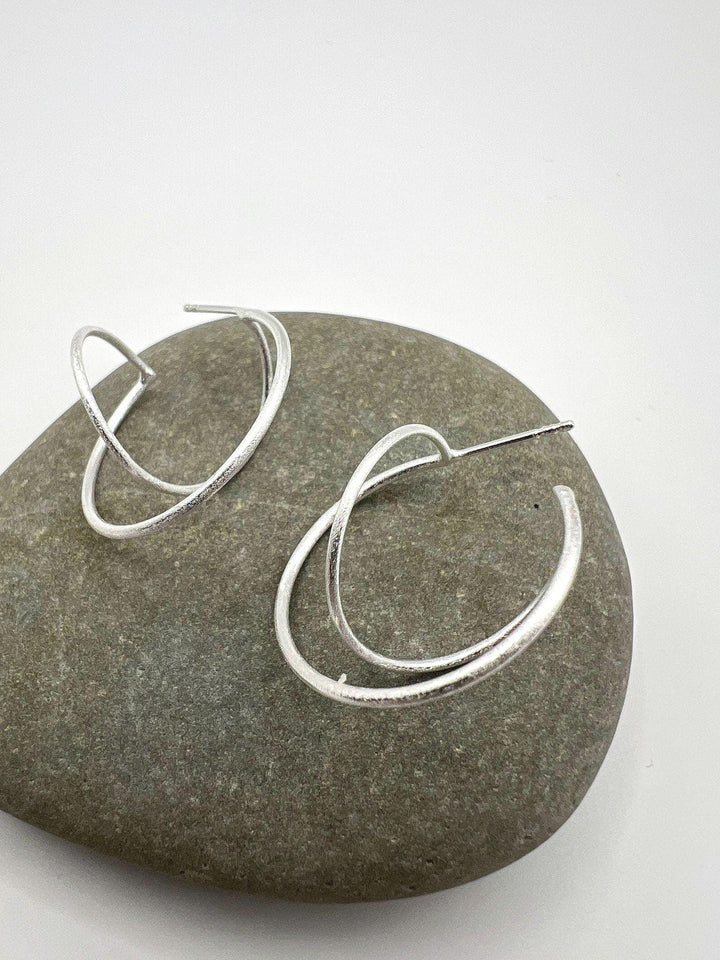 Matte 3D Spiral Hoops — 925 Silver