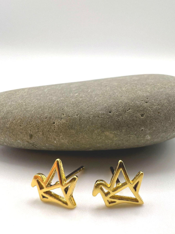 Origami Bird Stud Earrings — 18k Gold Plated