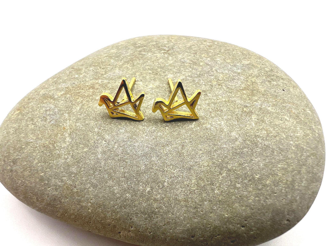 Origami Bird Stud Earrings — 18k Gold Plated