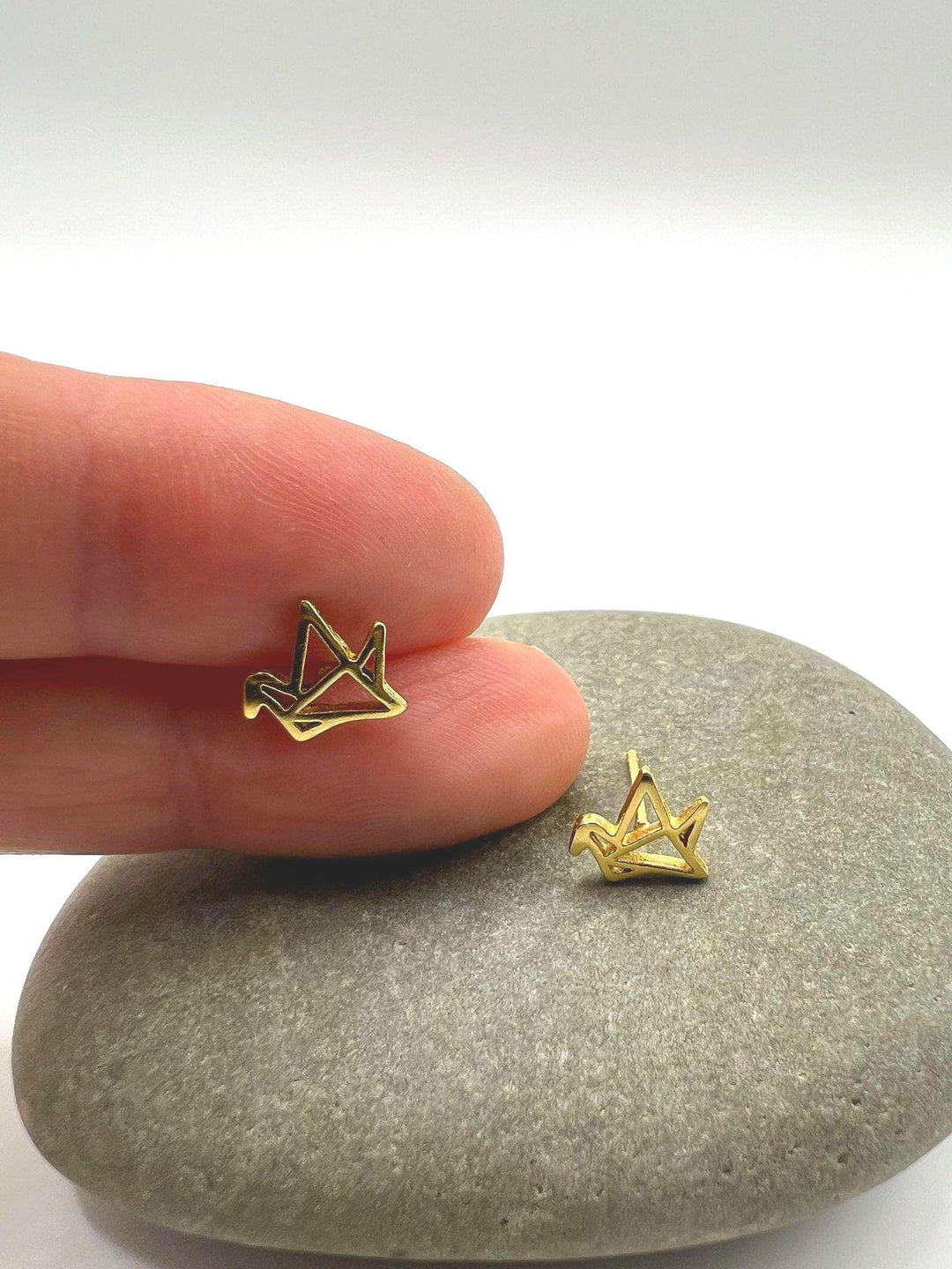 Origami Bird Stud Earrings — 18k Gold Plated