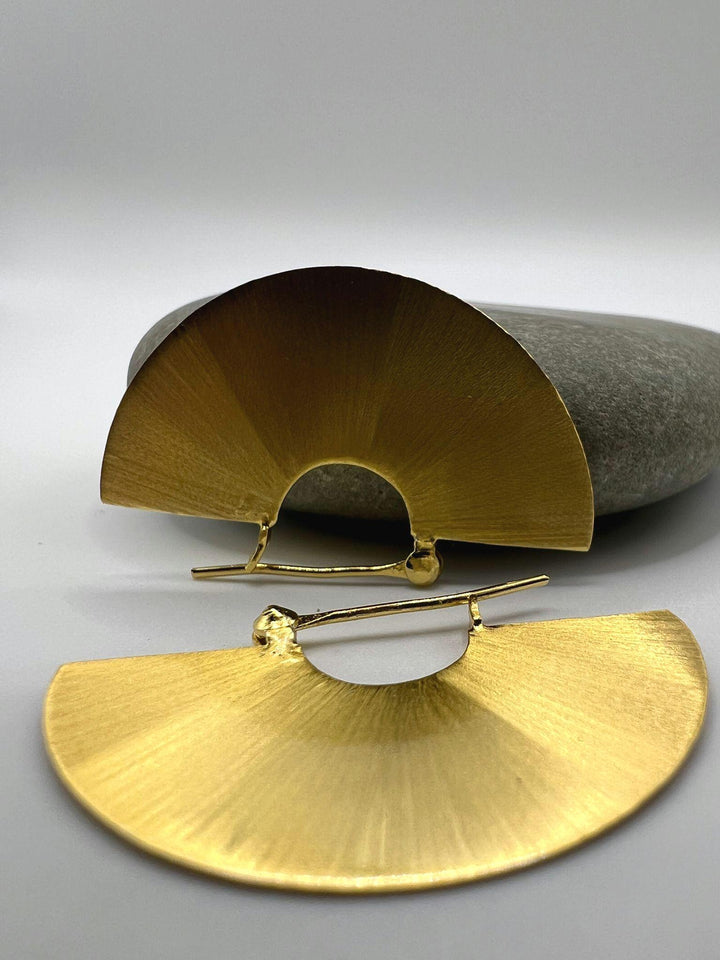 Matte Gold Fan Earrings — 18k Gold Plated