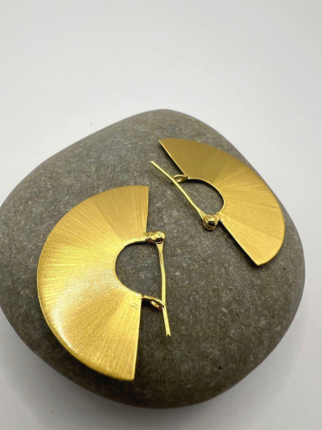 Matte Gold Fan Earrings — 18k Gold Plated