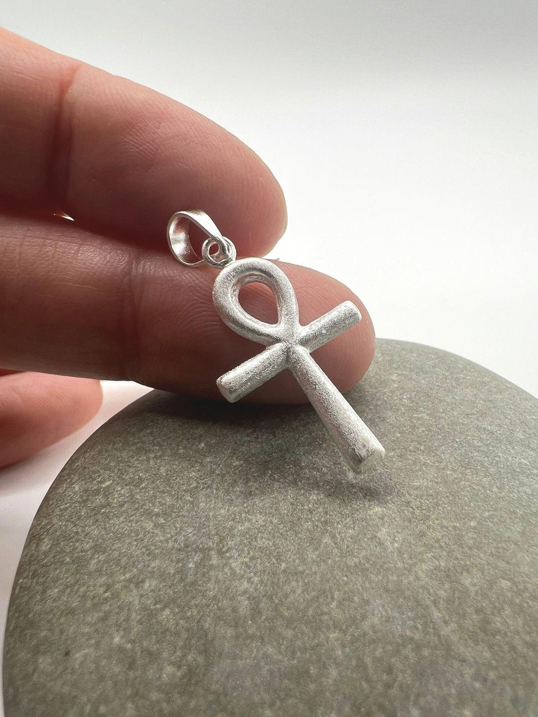 Ankh Pendant — Matte 925 Silver