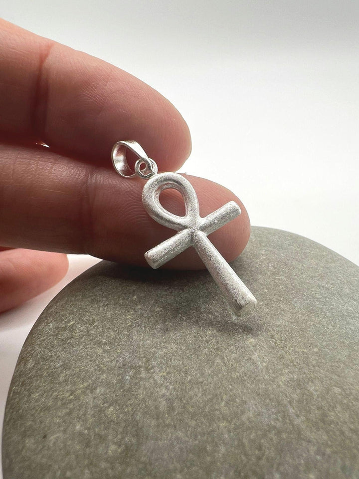 Ankh Pendant — Matte 925 Silver