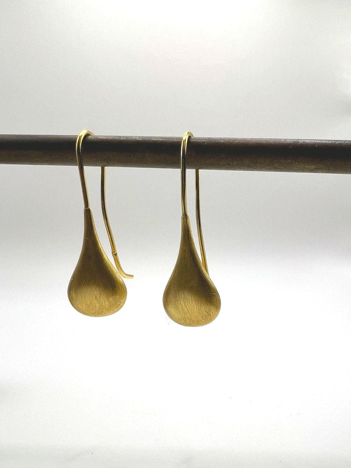 18K Gold Plated 925 Silver Teardrop Earrings | Matte Finish
