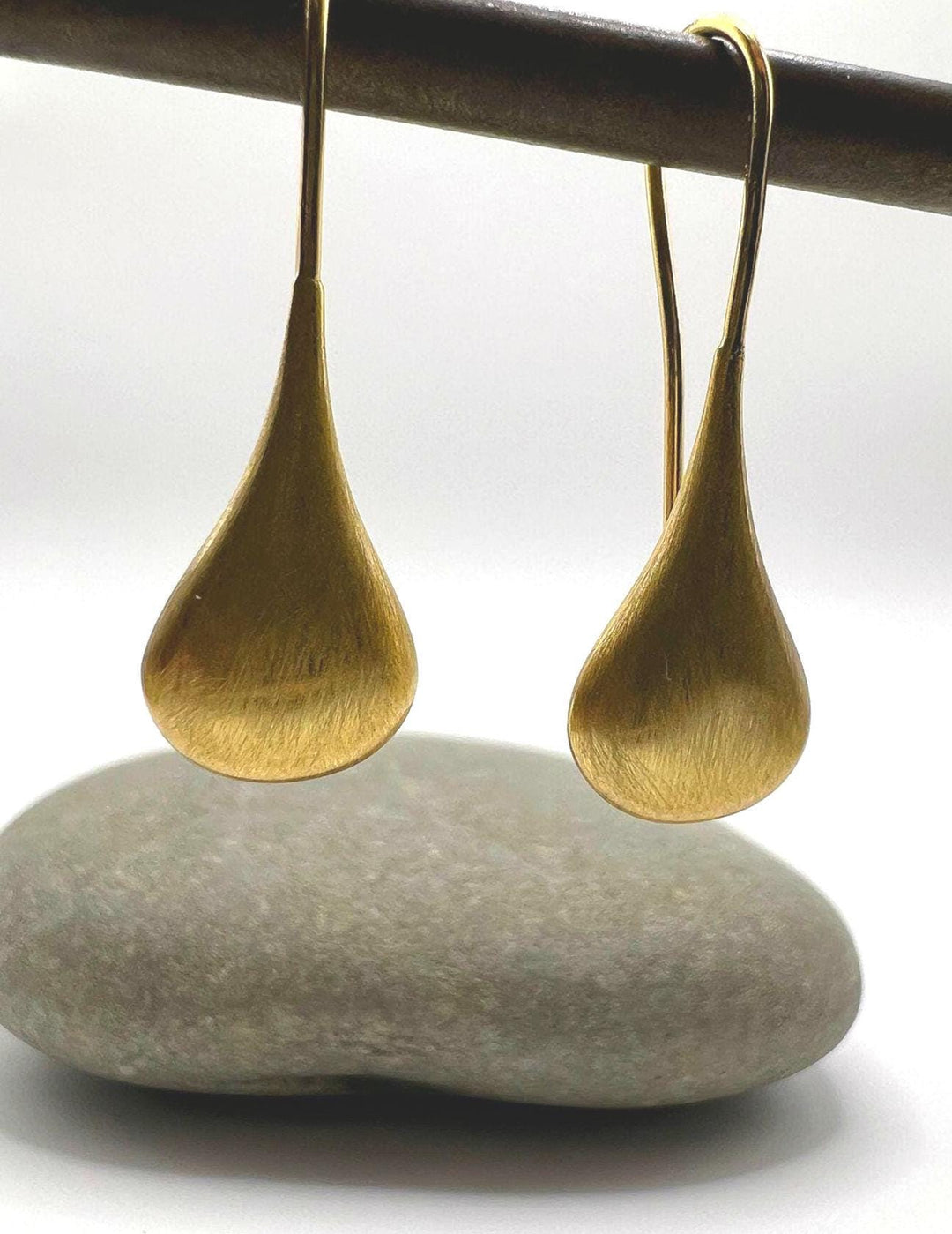18K Gold Plated 925 Silver Teardrop Earrings | Matte Finish