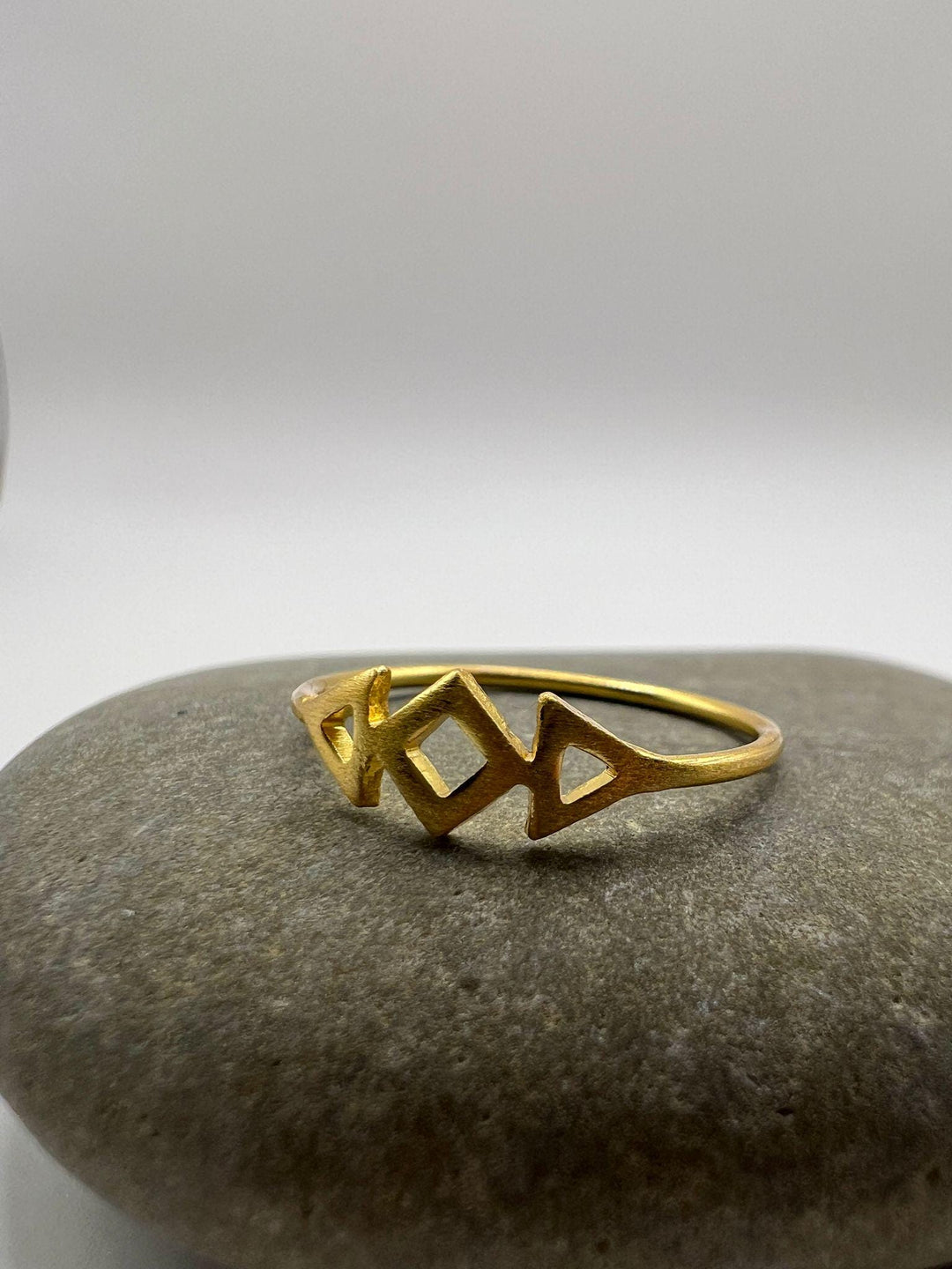 Geometric Diamond Ring • Matte 18k Gold Plated 925 Silver