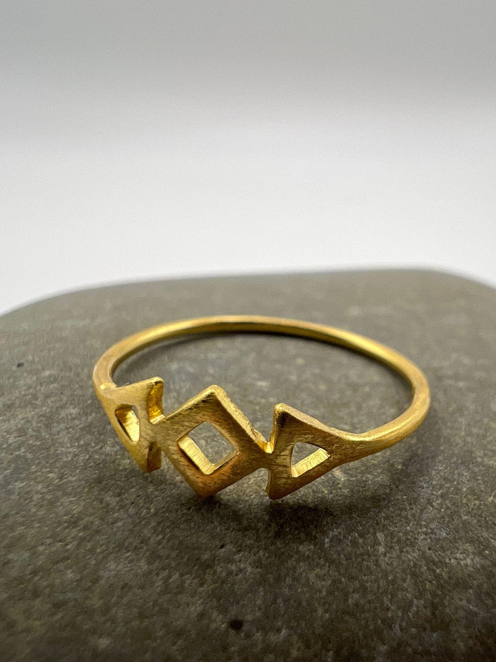 Geometric Diamond Ring • Matte 18k Gold Plated 925 Silver