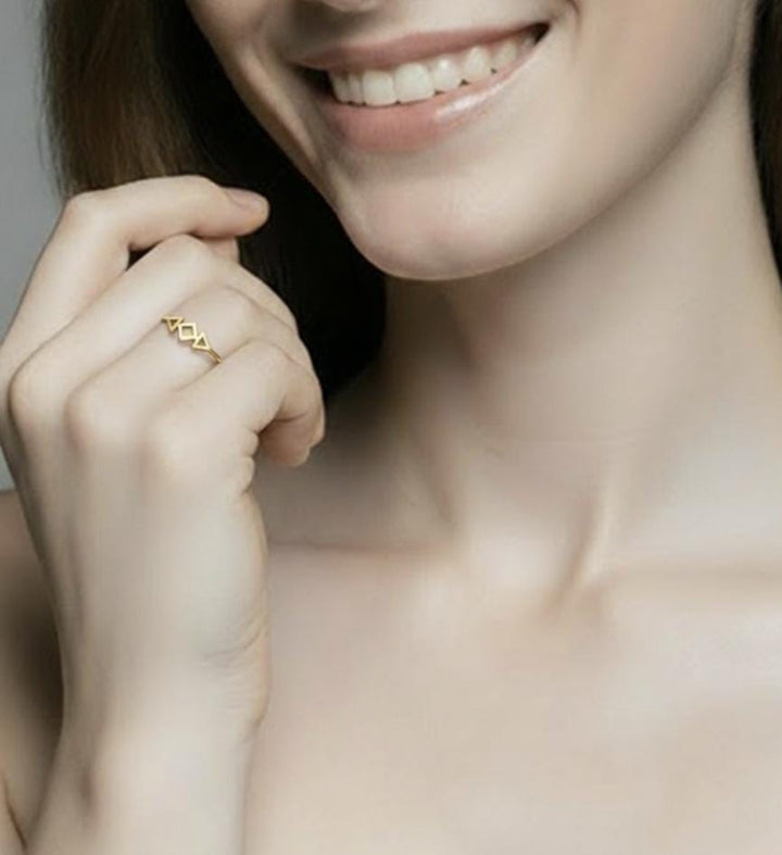 Geometric Diamond Ring • Matte 18k Gold Plated 925 Silver