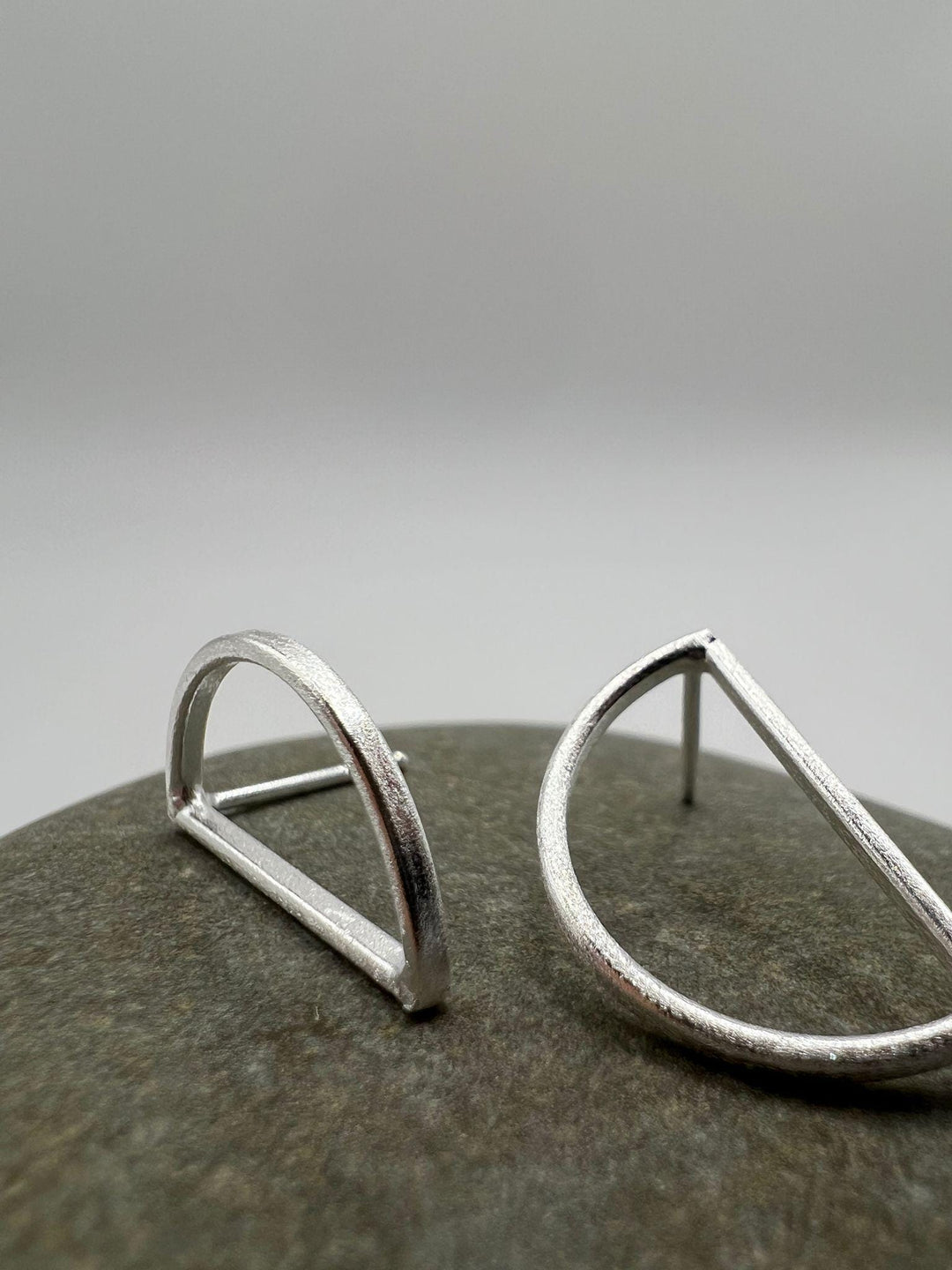 Matte Semicircle Stud Earrings — 925 Silver