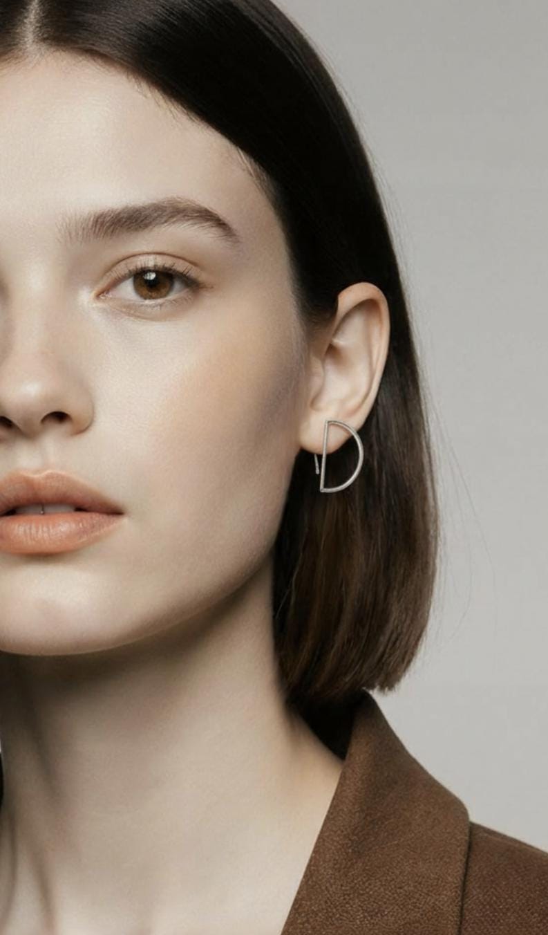 Matte Semicircle Stud Earrings — 925 Silver