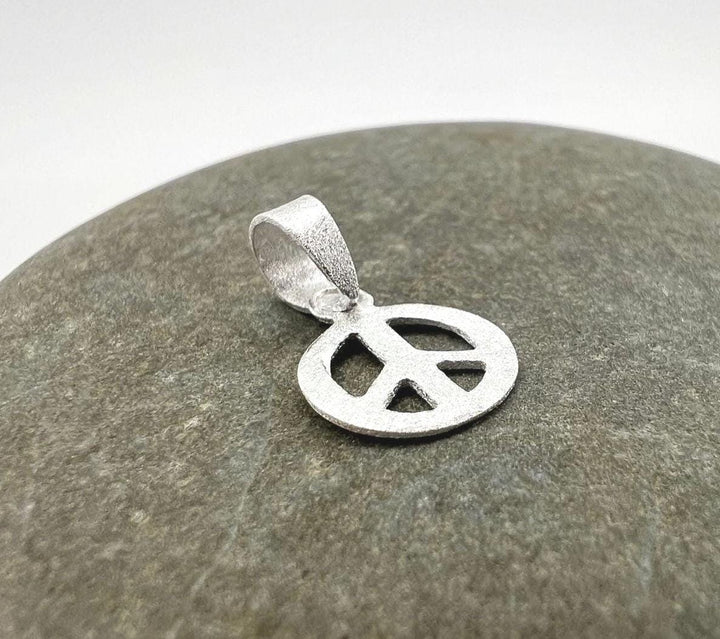 Matte Peace Symbol Pendant — 925 Silver