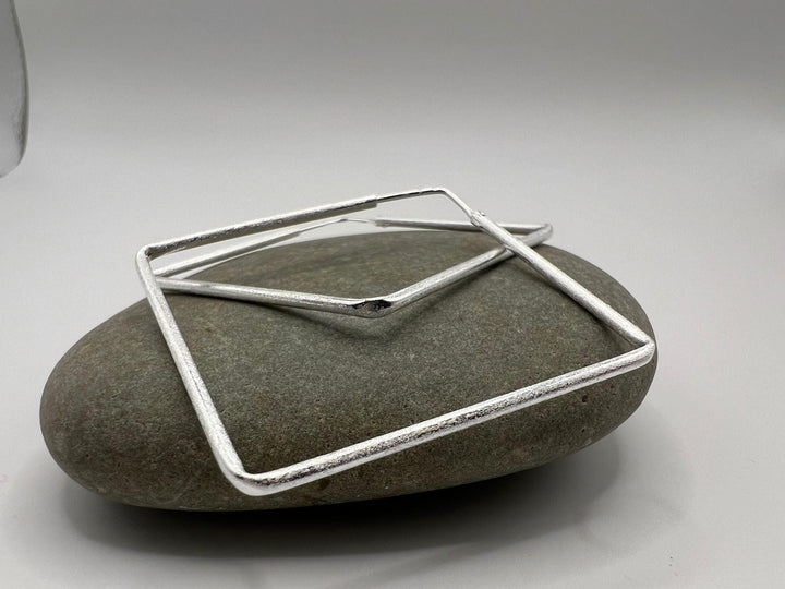 Square Hoop Earrings 925 Silver Matte Finish ‚Äö√Ñ¬¢ Minimalist Geometric Hoops in Two Sizes ‚Äö√Ñ¬¢ Modern Silver Statement Jewelry