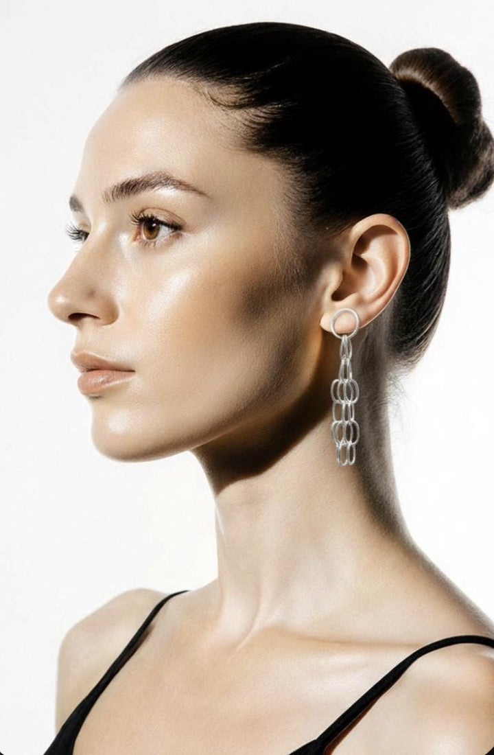 Matte Multi-Chain Dangle Earrings — 925 Silver