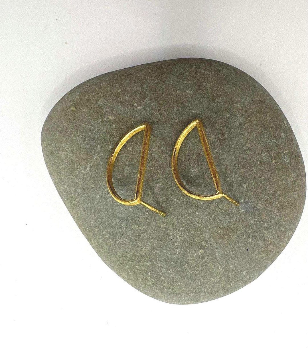 Matte Gold Semicircle Stud Earrings — 18k Gold Plated