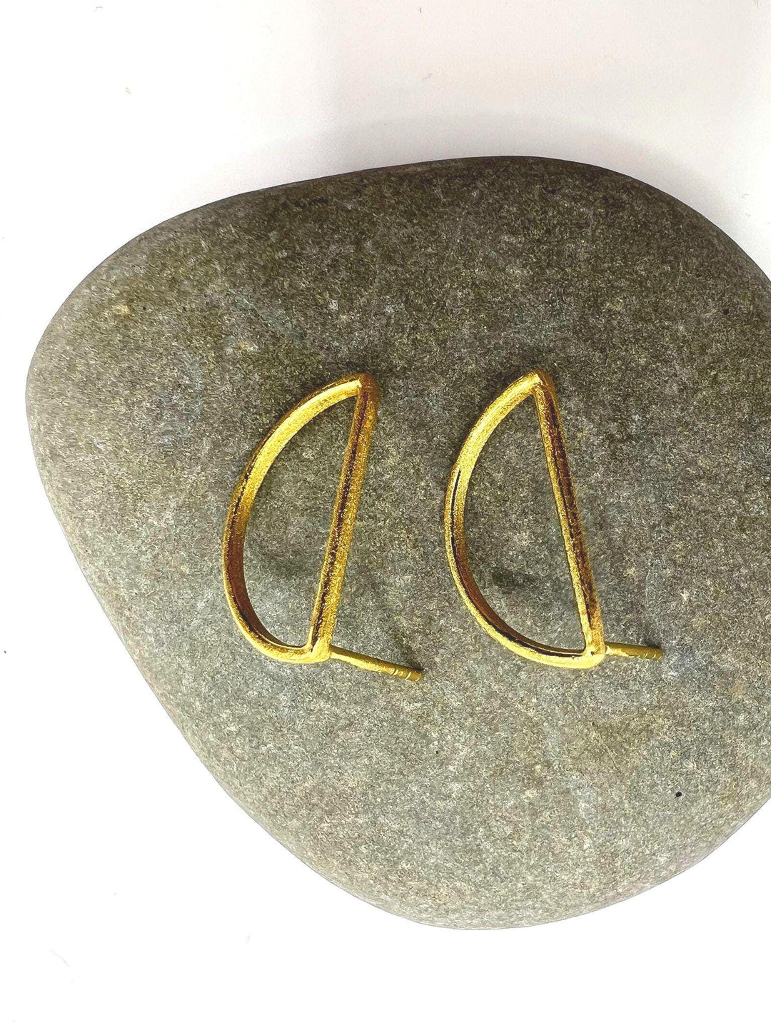 Matte Gold Semicircle Stud Earrings — 18k Gold Plated