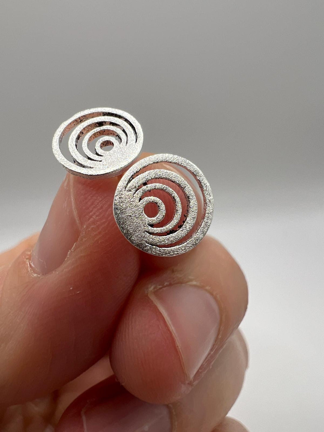 Matte Minimalist Concentric Circle Stud Earrings — 925 Silver