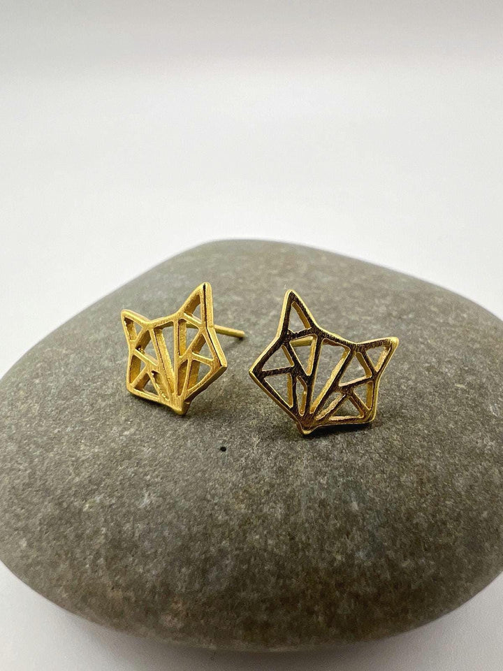 Matte Fox Stud Earrings — 18k Gold Plated