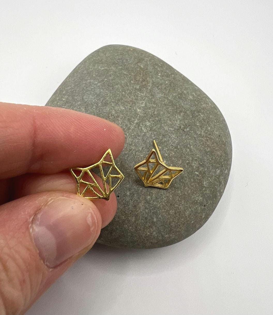 Matte Fox Stud Earrings — 18k Gold Plated