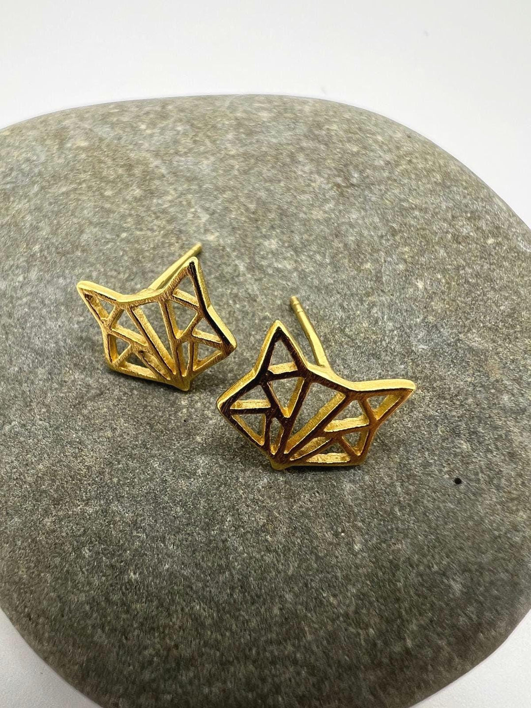 Matte Fox Stud Earrings — 18k Gold Plated