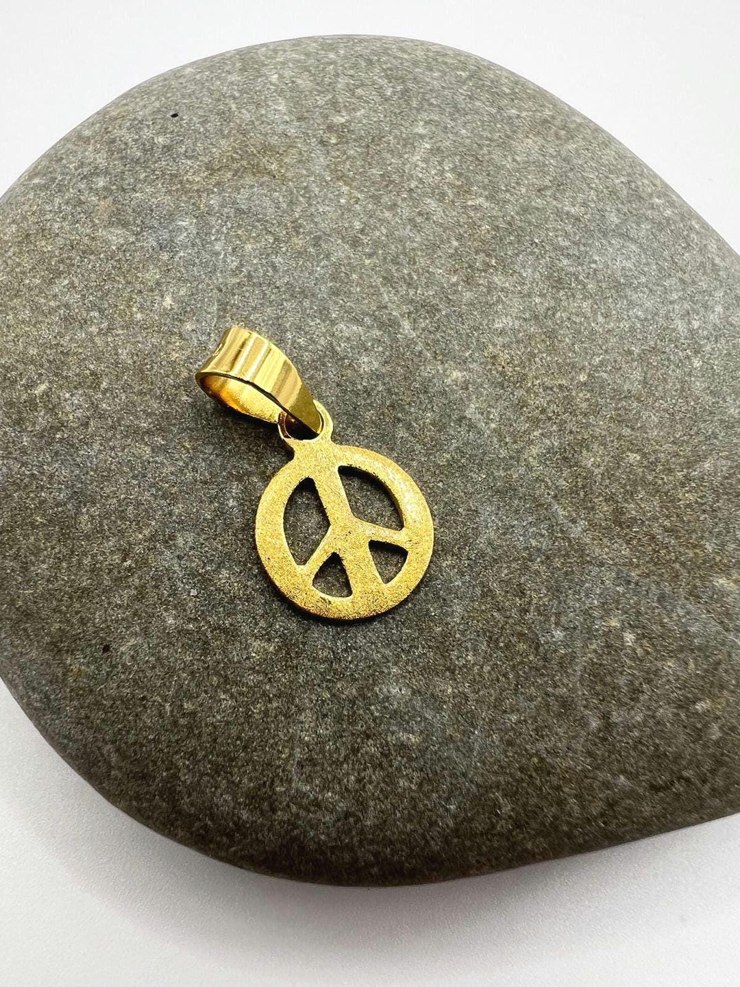 Matte Gold Plated Peace Symbol Pendant