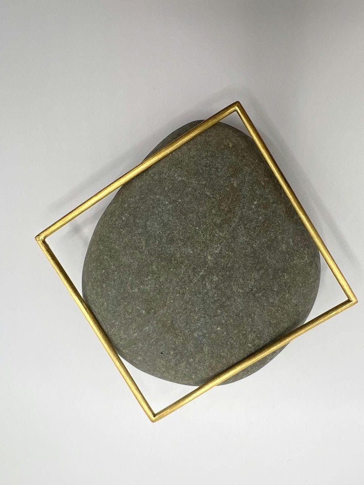 Gold Plated Bracelet with Gold Square , , Minimalist Geometric Bangle