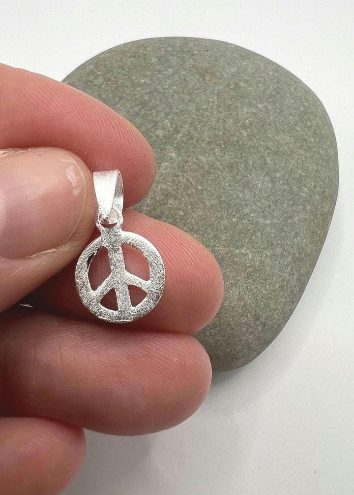 Matte Peace Symbol Pendant — 925 Silver
