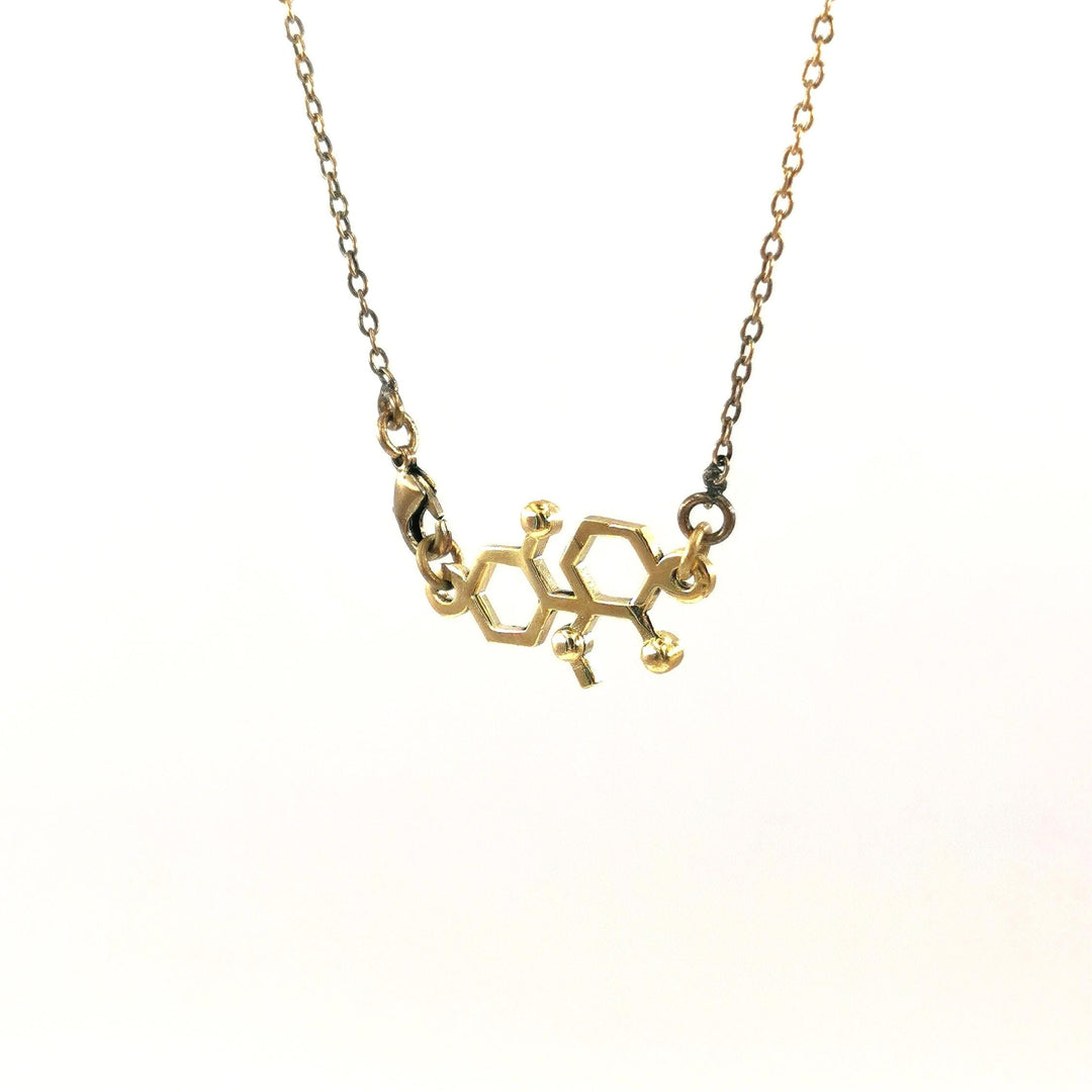 Ketamine Molecule Necklace — Brass