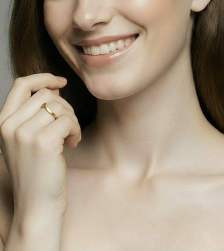 Matte Gold Plated Ring with Minimalist V