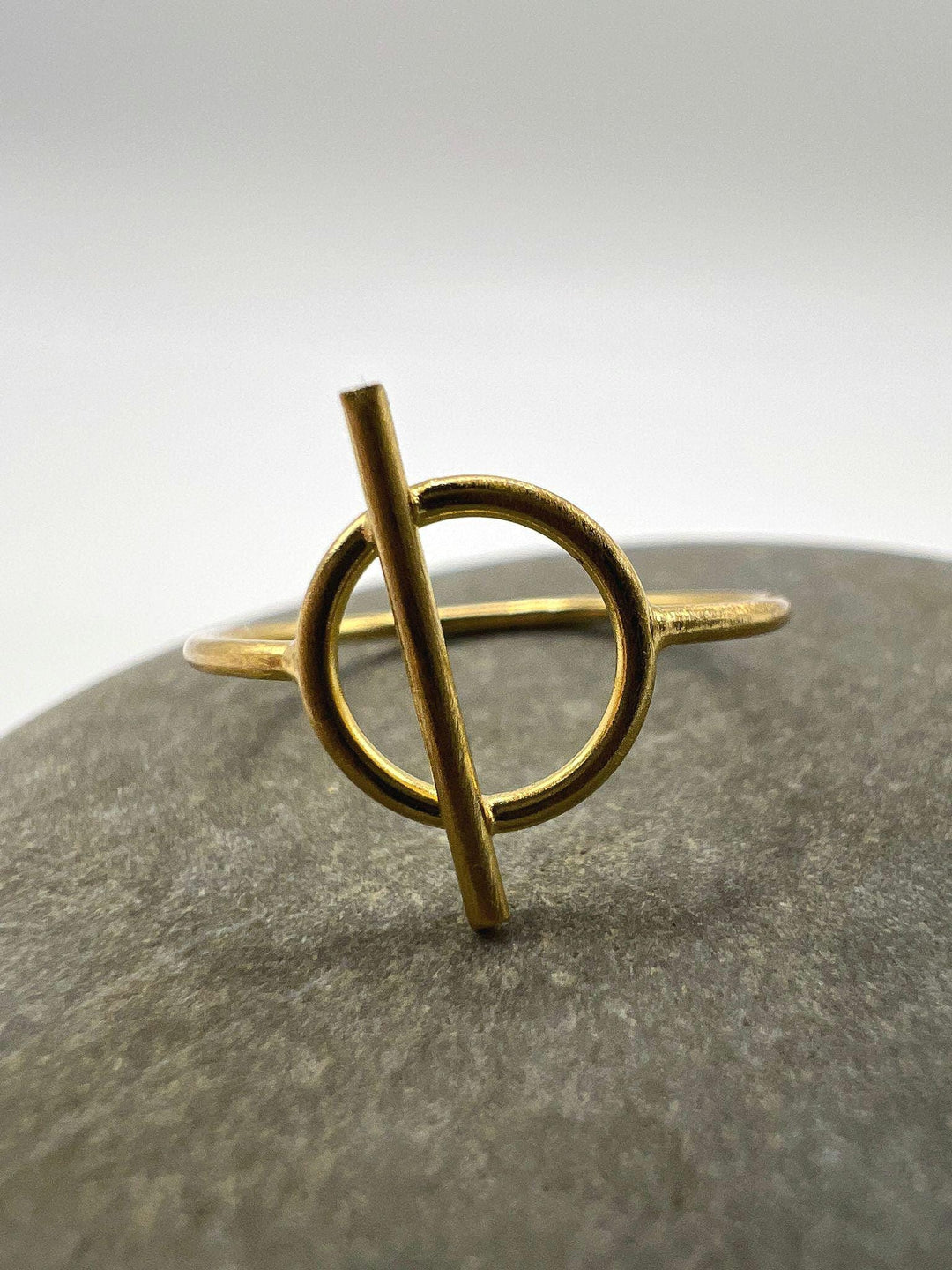 Minimalist Circle Bar Ring 18k Gold Plated