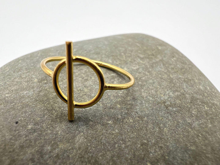 Minimalist Circle Bar Ring 18k Gold Plated