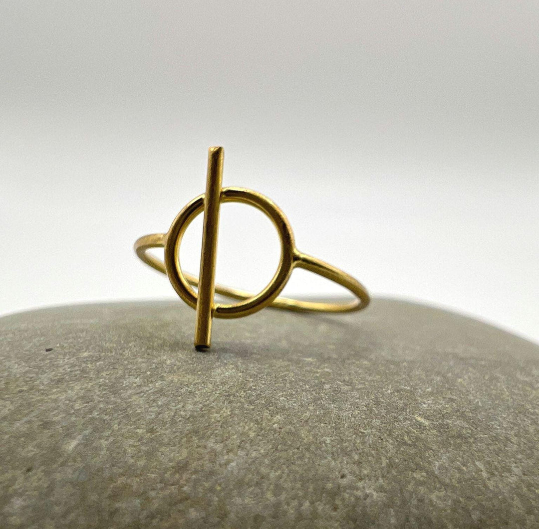 Minimalist Circle Bar Ring 18k Gold Plated
