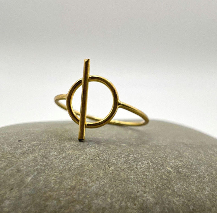 Minimalist Circle Bar Ring 18k Gold Plated