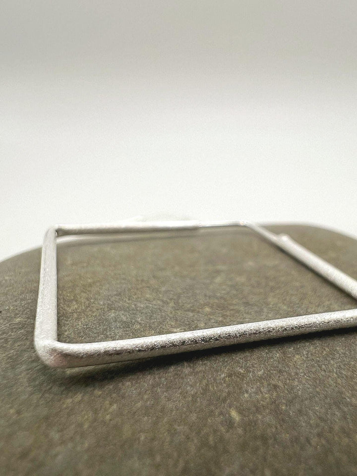 Square Hoop Earrings 925 Silver ‚Äö√Ñ¬¢ Matte Minimalist Hoops ‚Äö√Ñ¬¢ Modern Geometric Earrings ‚Äö√Ñ¬¢ Lightweight Statement Hoops ‚Äö√Ñ¬¢ Two Sizes Available