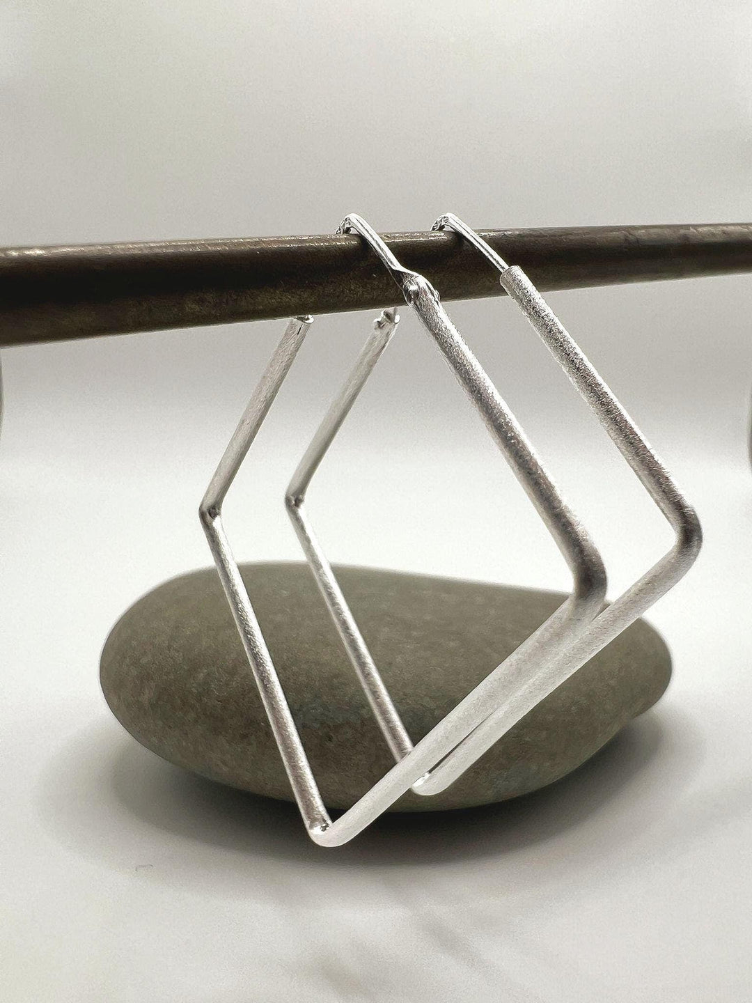 Square Hoop Earrings 925 Silver ‚Äö√Ñ¬¢ Matte Minimalist Hoops ‚Äö√Ñ¬¢ Modern Geometric Earrings ‚Äö√Ñ¬¢ Lightweight Statement Hoops ‚Äö√Ñ¬¢ Two Sizes Available