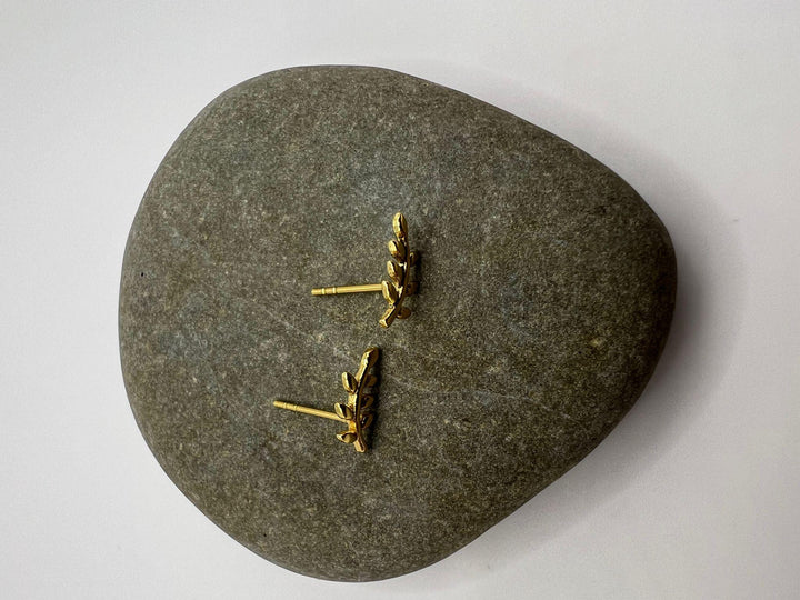 Matte Gold Branch Stud Earrings — 18k Gold Plated
