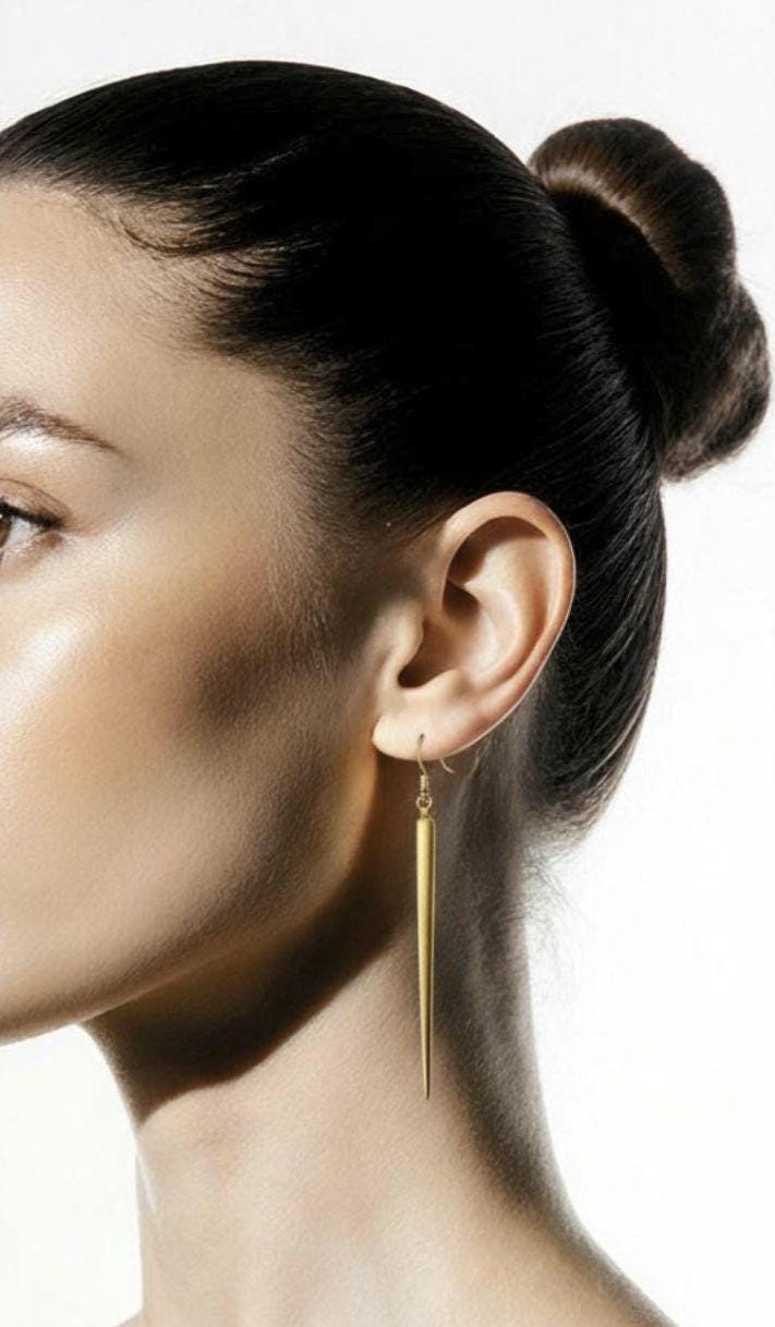 Matte Long Gold Stick Dangle Earrings — 18k Gold Plated