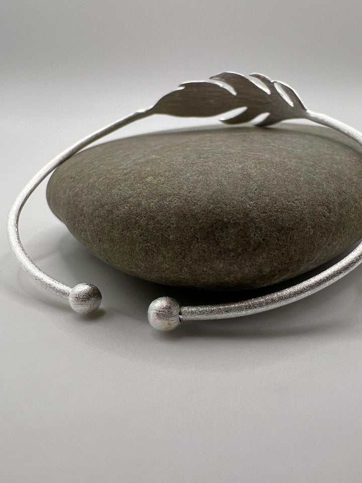 Matte 925 Silver Bracelet with Feather