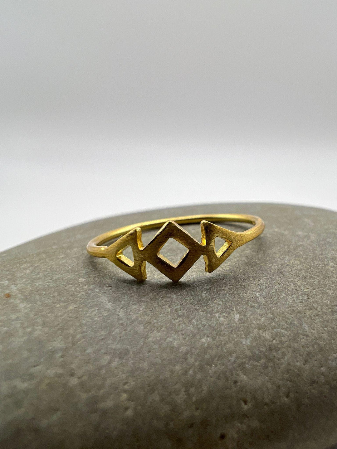 Geometric Diamond Ring • Matte 18k Gold Plated 925 Silver