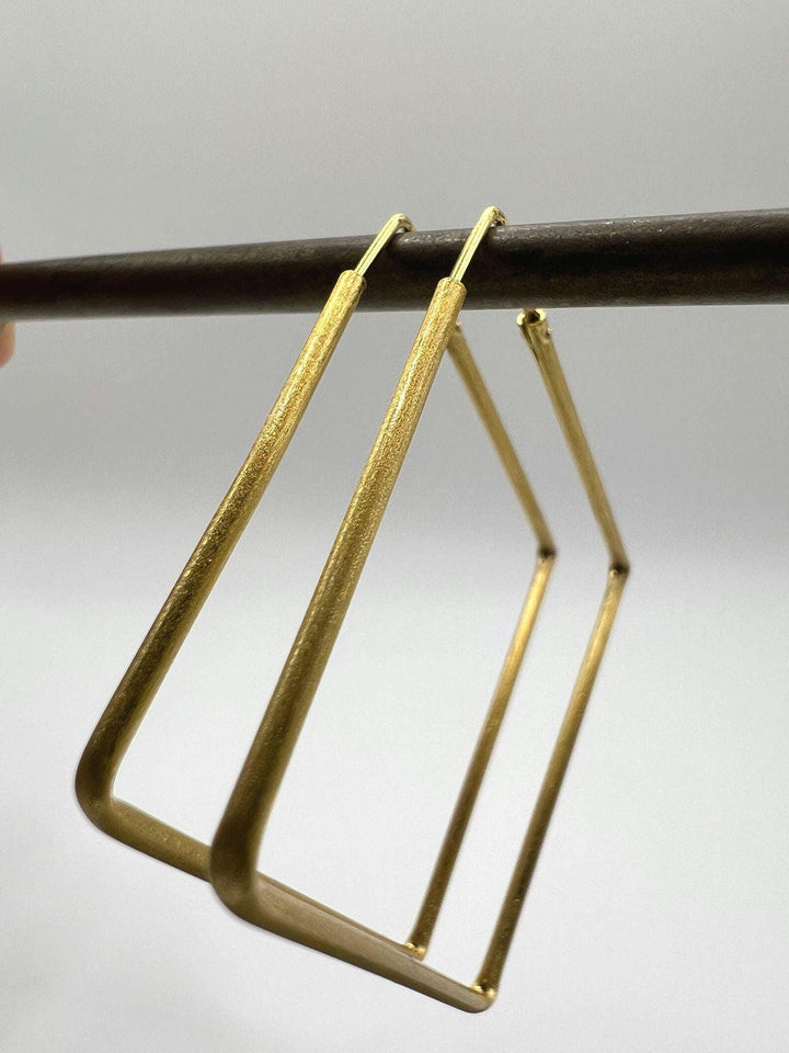 Matte Square Hoop Earrings – 18k Gold Plated 925 Silver